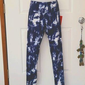 Dark Blue Tie Dye Print Leggings